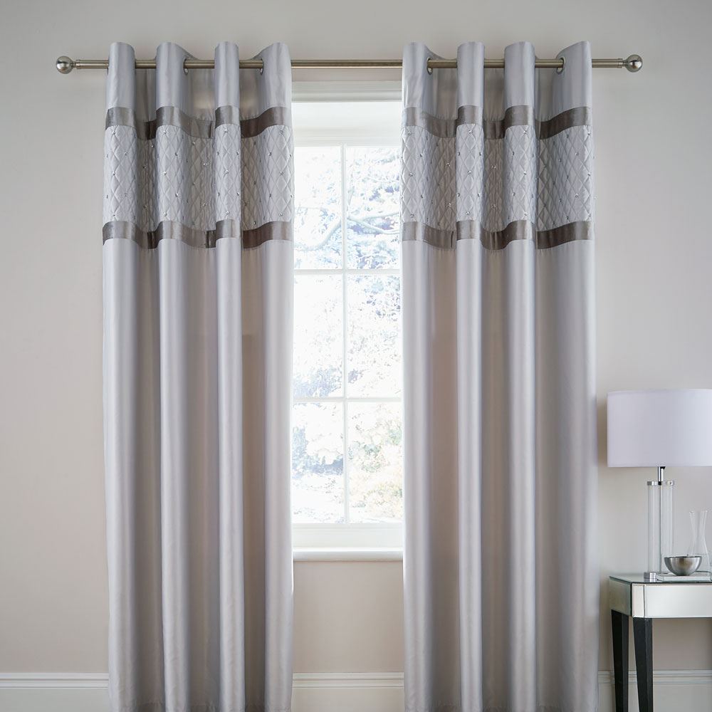 Catherine Lansfield Sequin Cluster Embellished Lined Eyelet Curtains