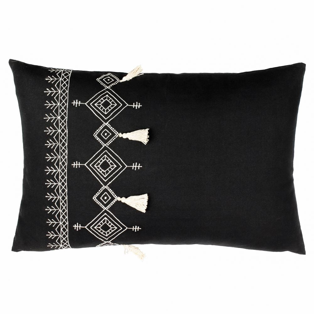 Furn Pritta Embroidered Diamond 100% Cotton Tasselled Cushion Cover