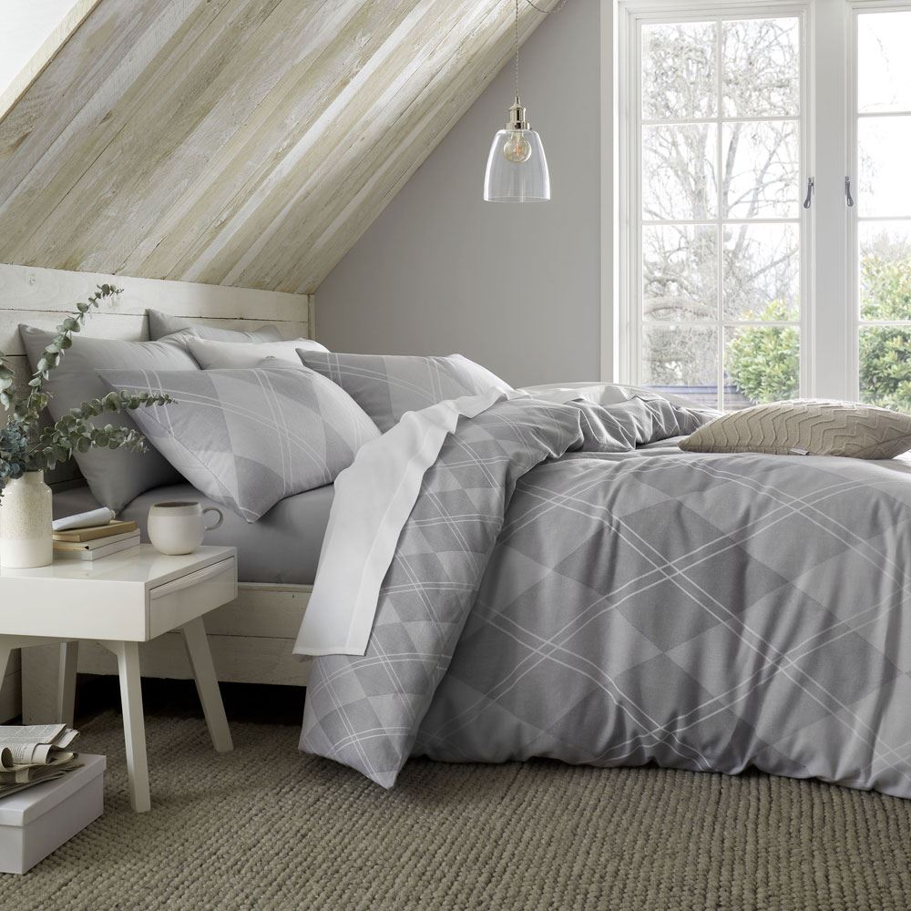 Catherine Lansfield Brushed Argyle Reversible Duvet Cover Set