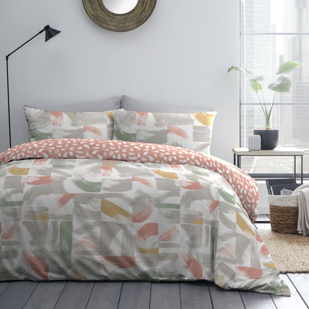 Fusion Brushstrokes Abstract Print Easy Care Duvet Cover Set