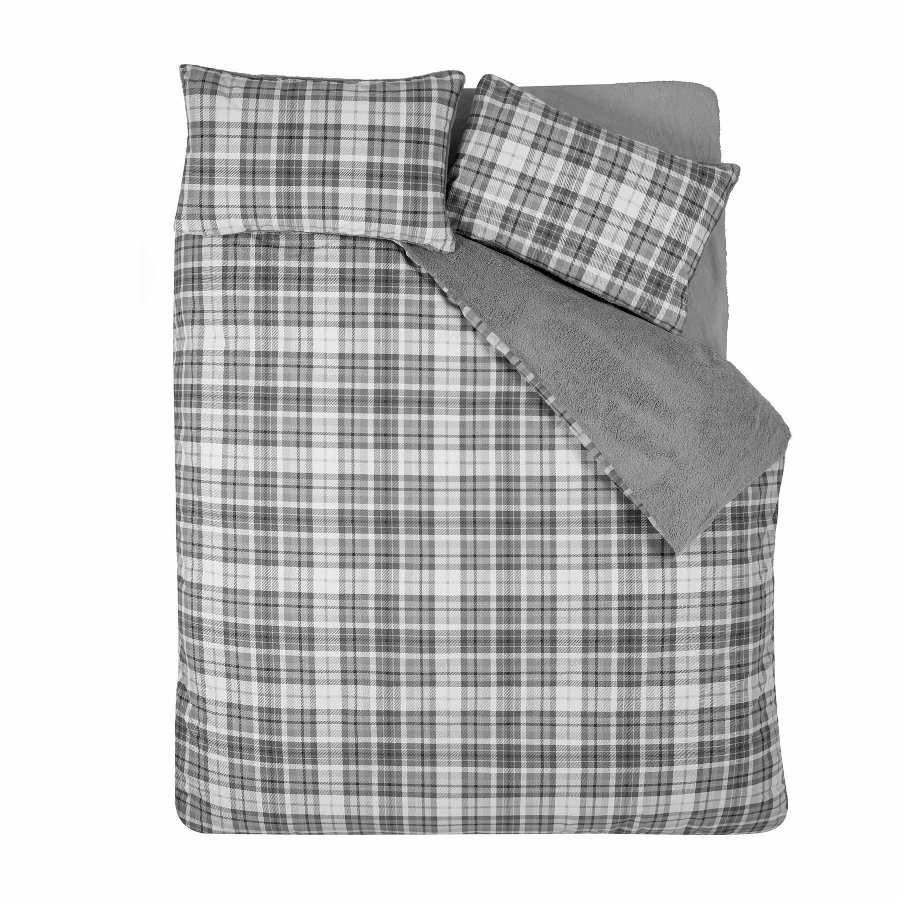 Catherine Lansfield Cosy Sherpa Check Duvet Cover Set