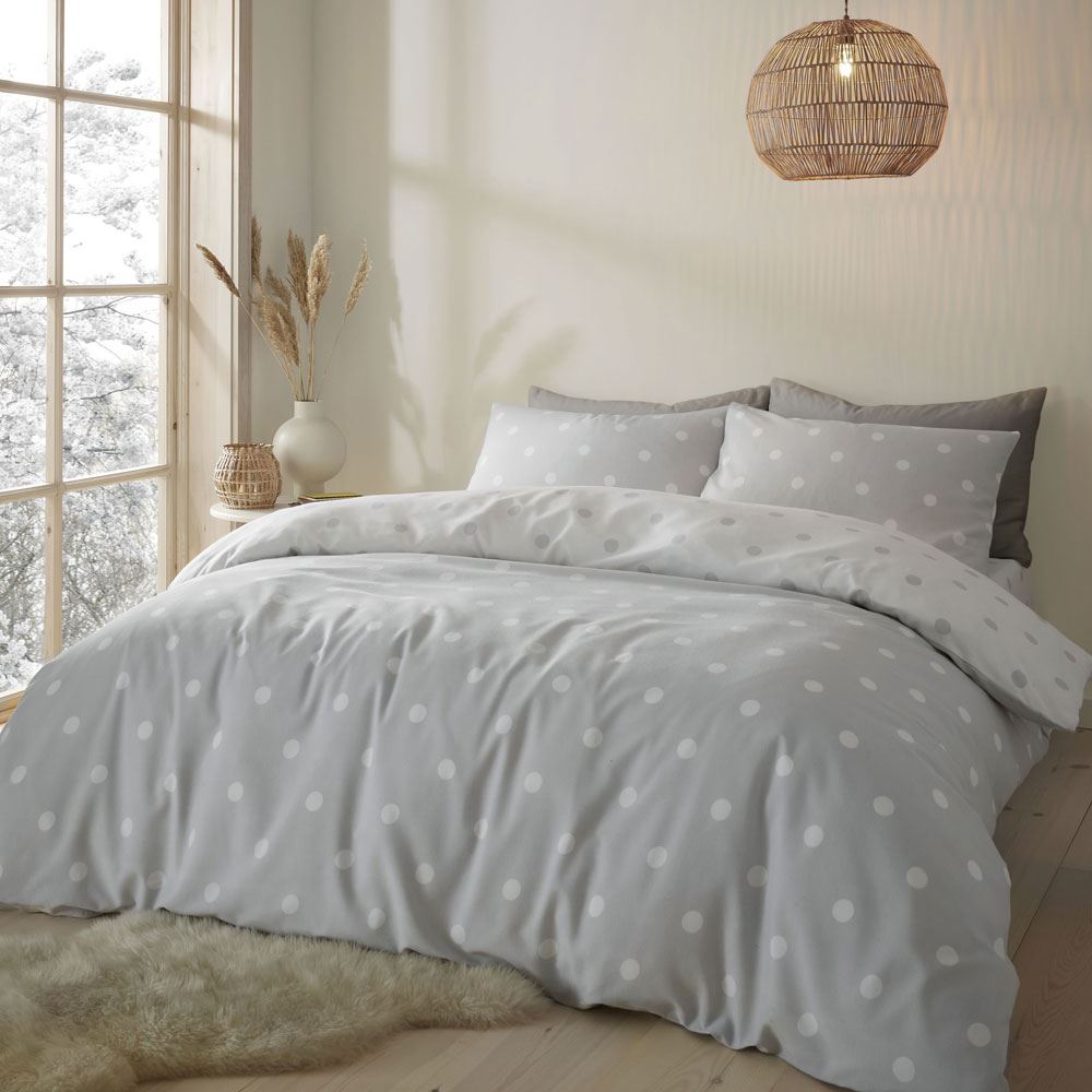 Catherine Lansfield Brushed Spot Reversible Duvet Cover Set