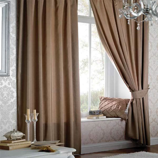 Catherine Lansfield Faux Silk Eyelet Lined Curtains