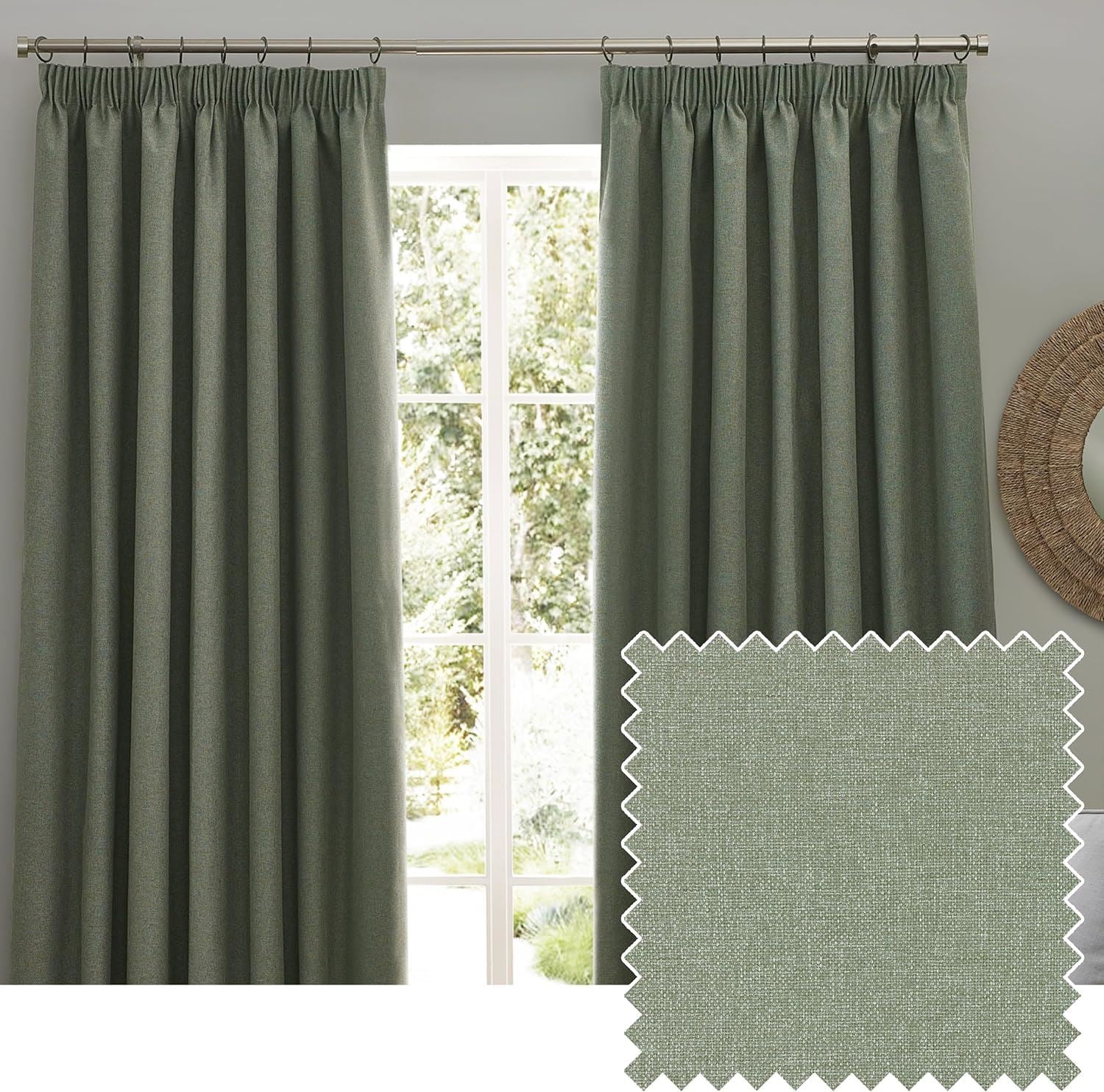 Furn Dawn Plain Thermal Blackout Pencil Pleat Lined Curtains
