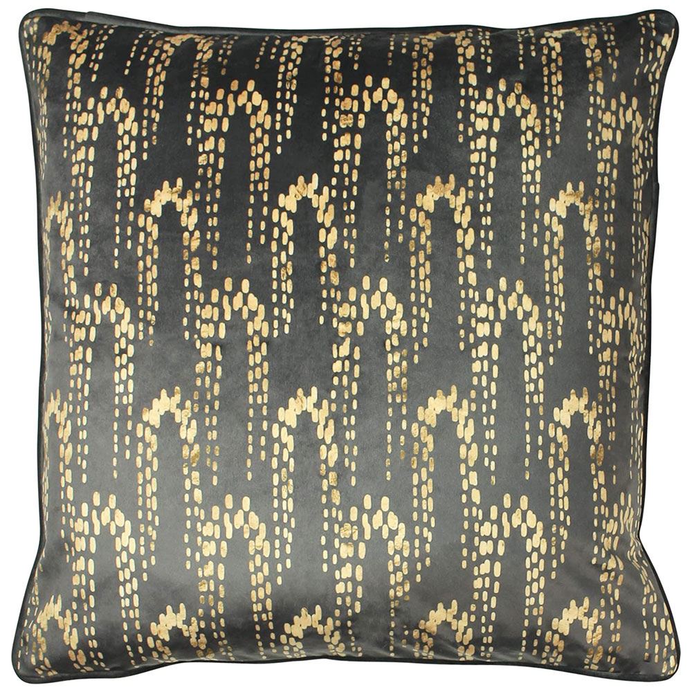 Furn Wisteria Faux Foil Geometric Print Piped Edge Cushion Cover