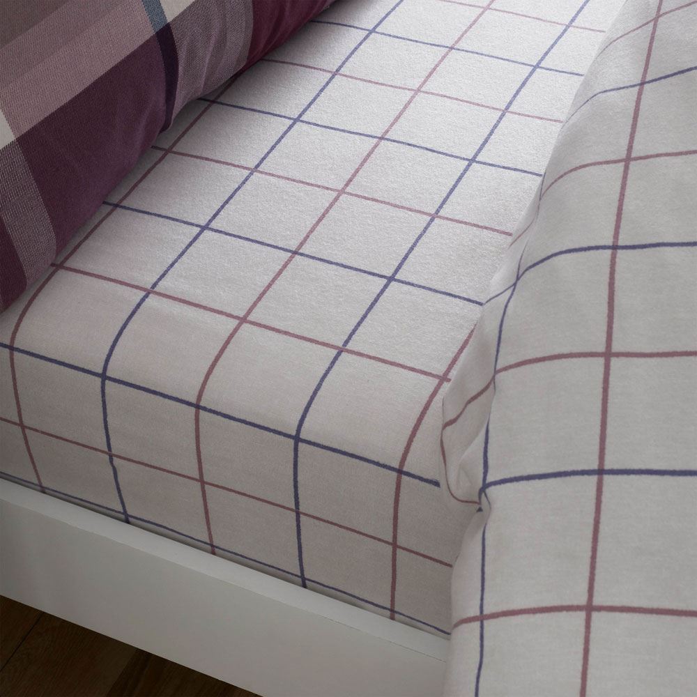 Catherine Lansfield Brushed Tartan Check 12 Inch Deep Fitted Sheet