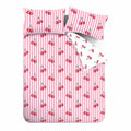 Catherine Lansfield Disco Cherries Stripes Easy Care Reversible Duvet Cover Set