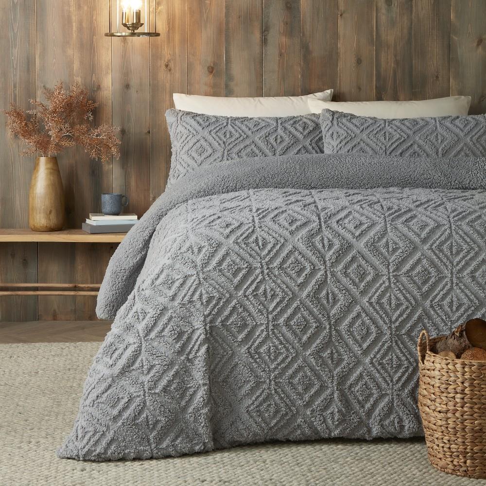 Fusion Snug Romo Tufted Teddy Fleece Sherpa Duvet Cover Set