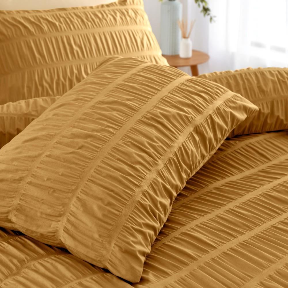 Catherine Lansfield Seersucker Banded Textured Cotton Rich Duvet Cover Set