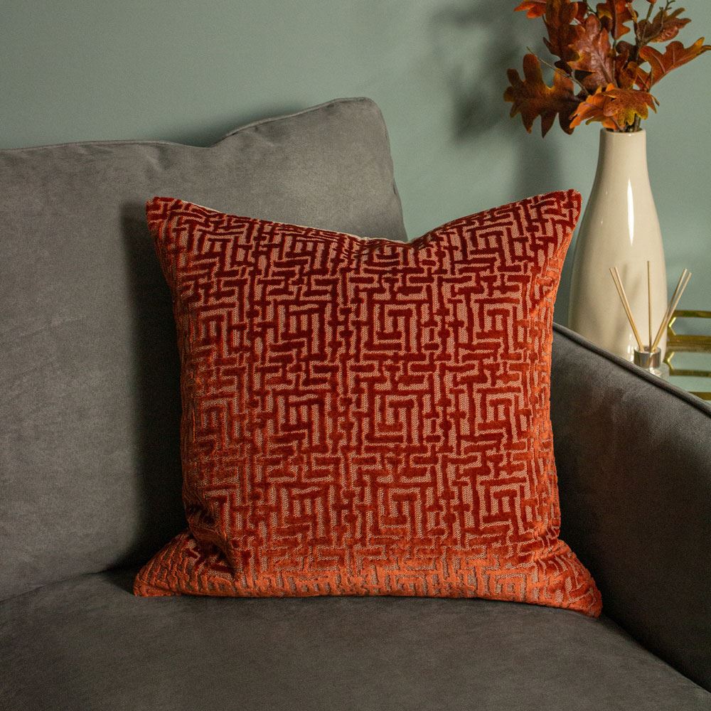 Paoletti Delphi Contemporary Jacquard Faux Velvet Cushion Cover