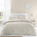 Catherine Lansfield Seersucker Gingham Check Reversible Single Duvet Cover Set with Pillowcase Natural