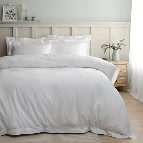 Bianca Lottie Floral Embroidery 100% Cotton Percale 180 Thread Count Duvet Cover Set