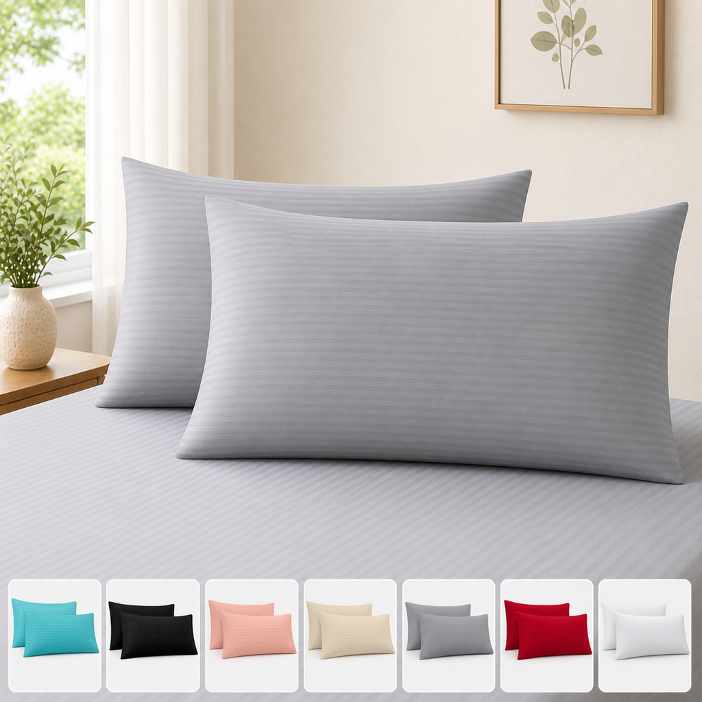 Night Zone Satin Stripe 100% Cotton 250 Thread Count Housewife Pillow Case