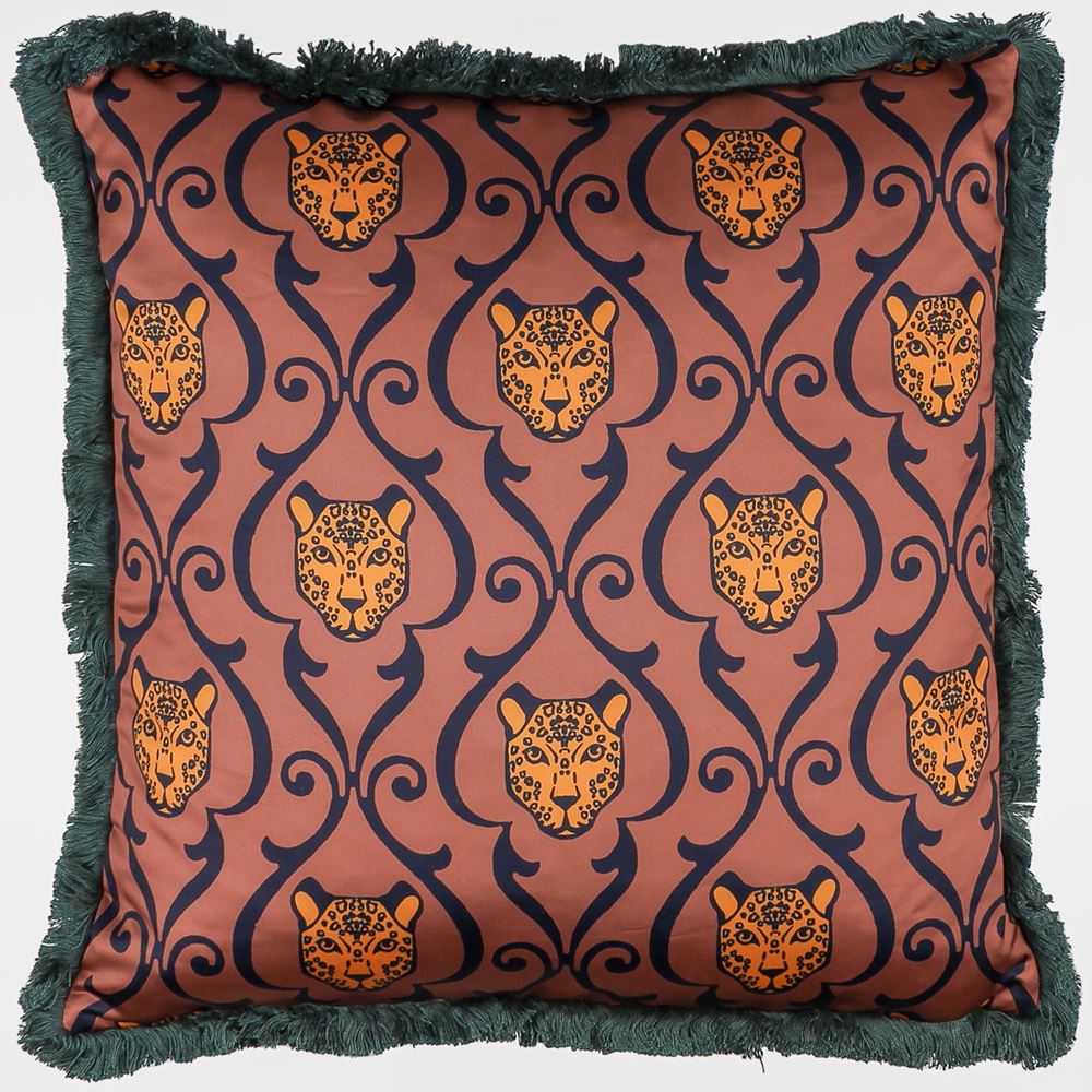 Paoletti Lupita Abstract Tiger Damask Cushion Cover