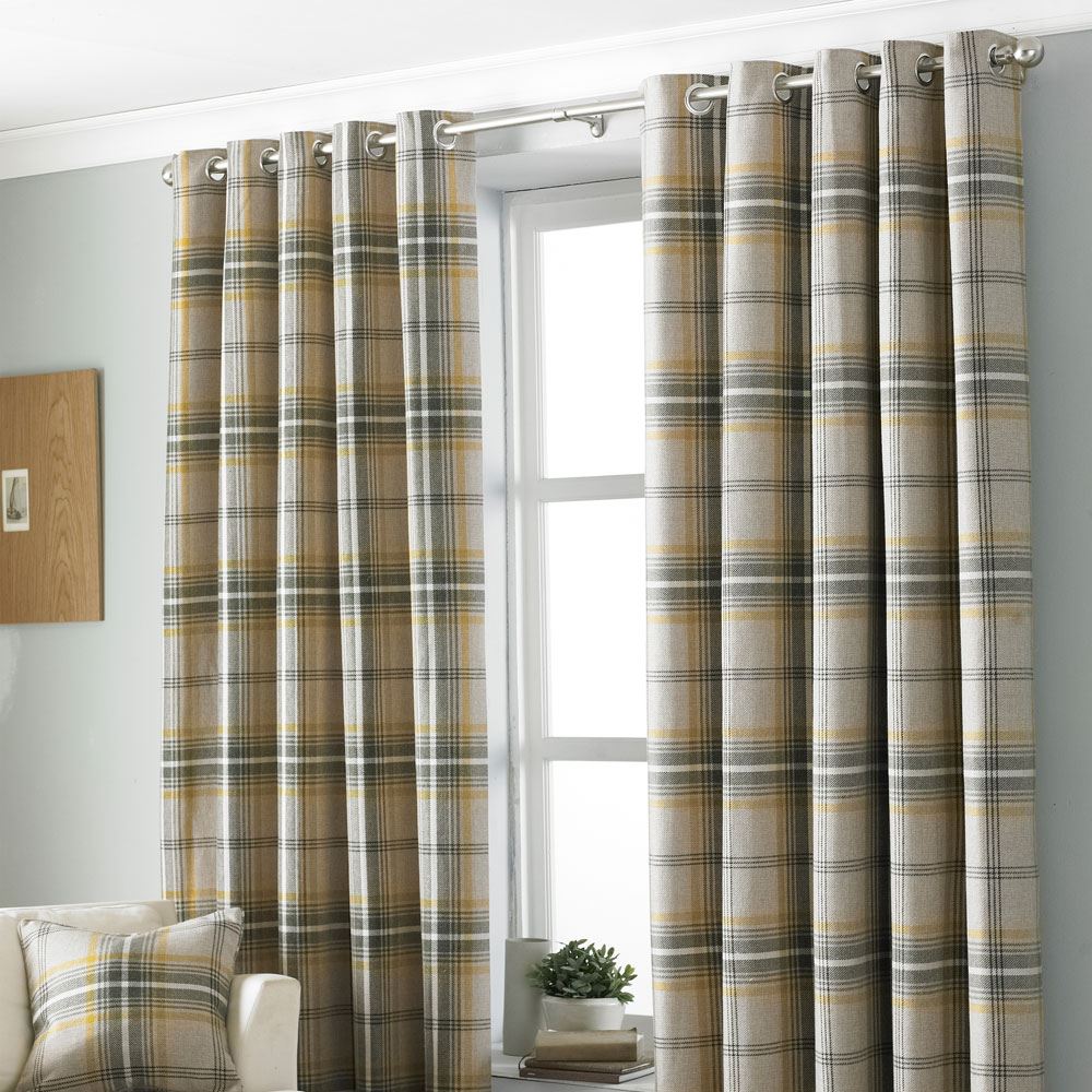 Paoletti Aviemore Heritage Tartan Check Woven Eyelet Curtains