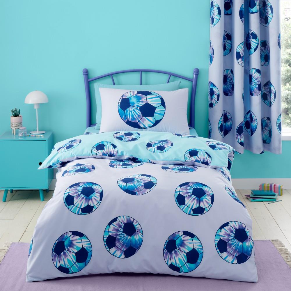 Catherine Lansfield Tie Dye Football Reversible Double Duvet Cover Set with Pillowcases Lilac