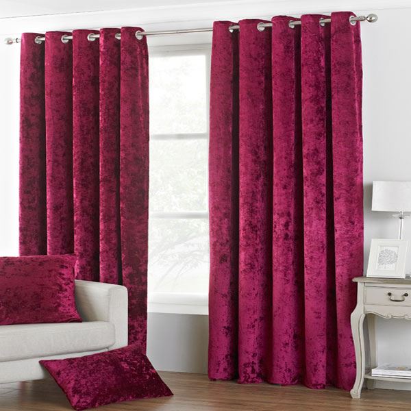 Paoletti Verona Crushed Velvet Lined Eyelet Curtains