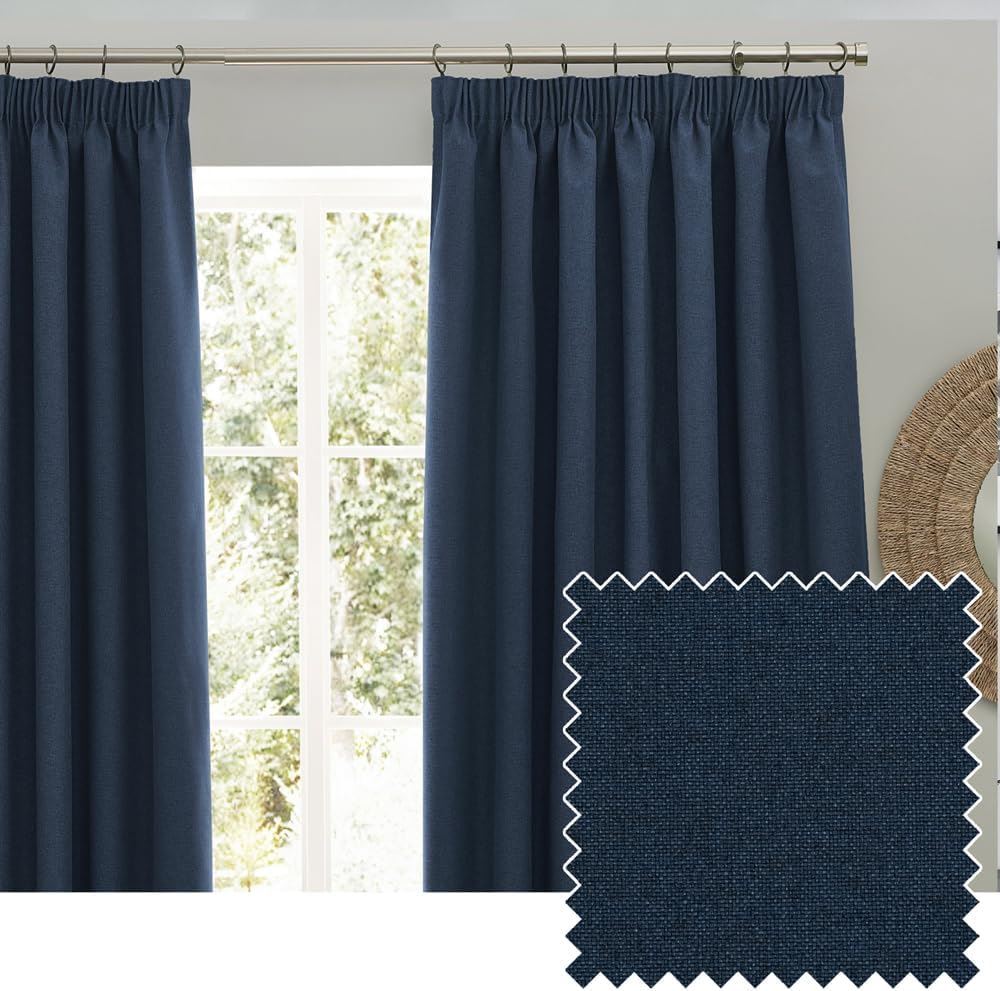 Furn Dawn Plain Thermal Blackout Pencil Pleat Lined Curtains