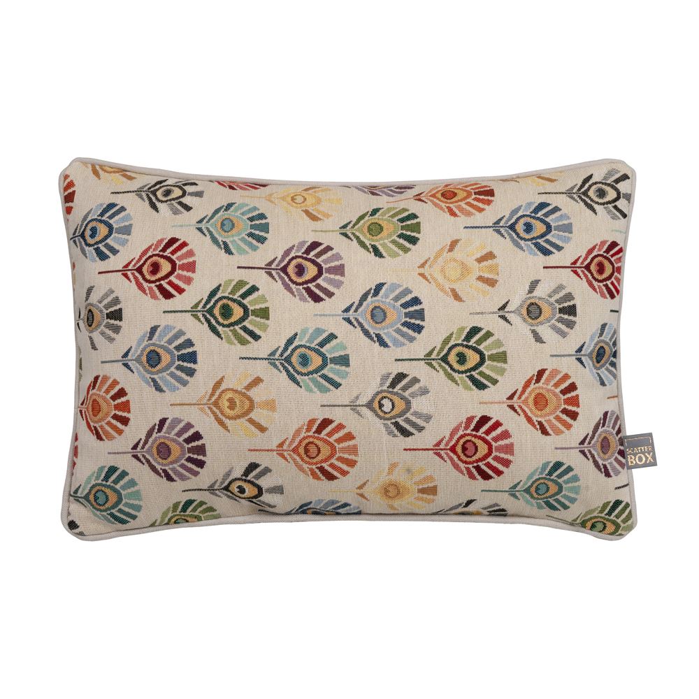 Scatter Box Poppy Floral Woven Jacquard Feather Filled Piped Edge Cushion