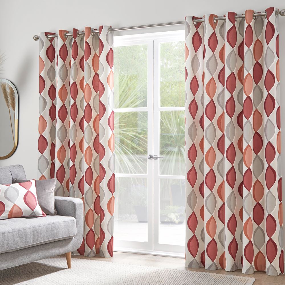 Fusion Lennox 100% Cotton Eyelet Lined Curtains