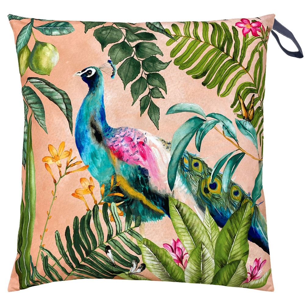 Evans Lichfield Peacock Print Outdoor Floor Cushion Cover