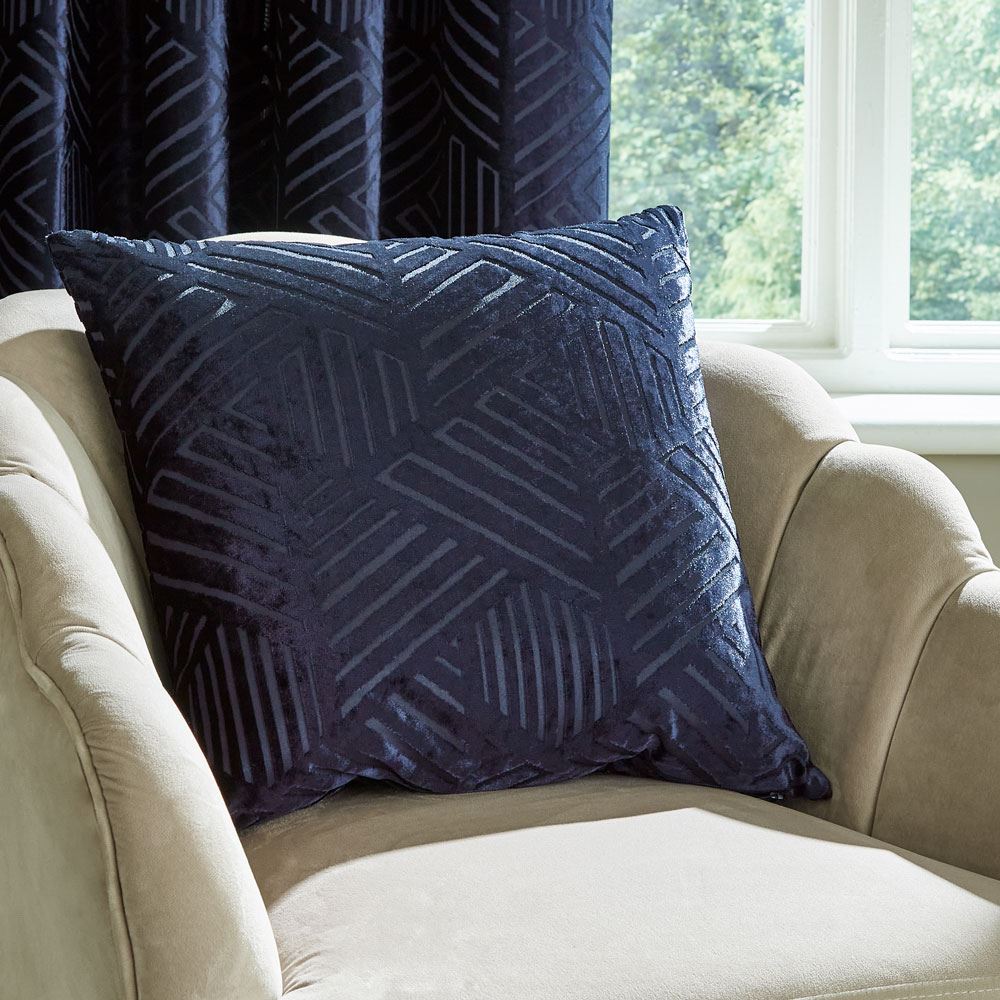 Catherine Lansfield Geo Cut Velvet Deco Filled Cushion