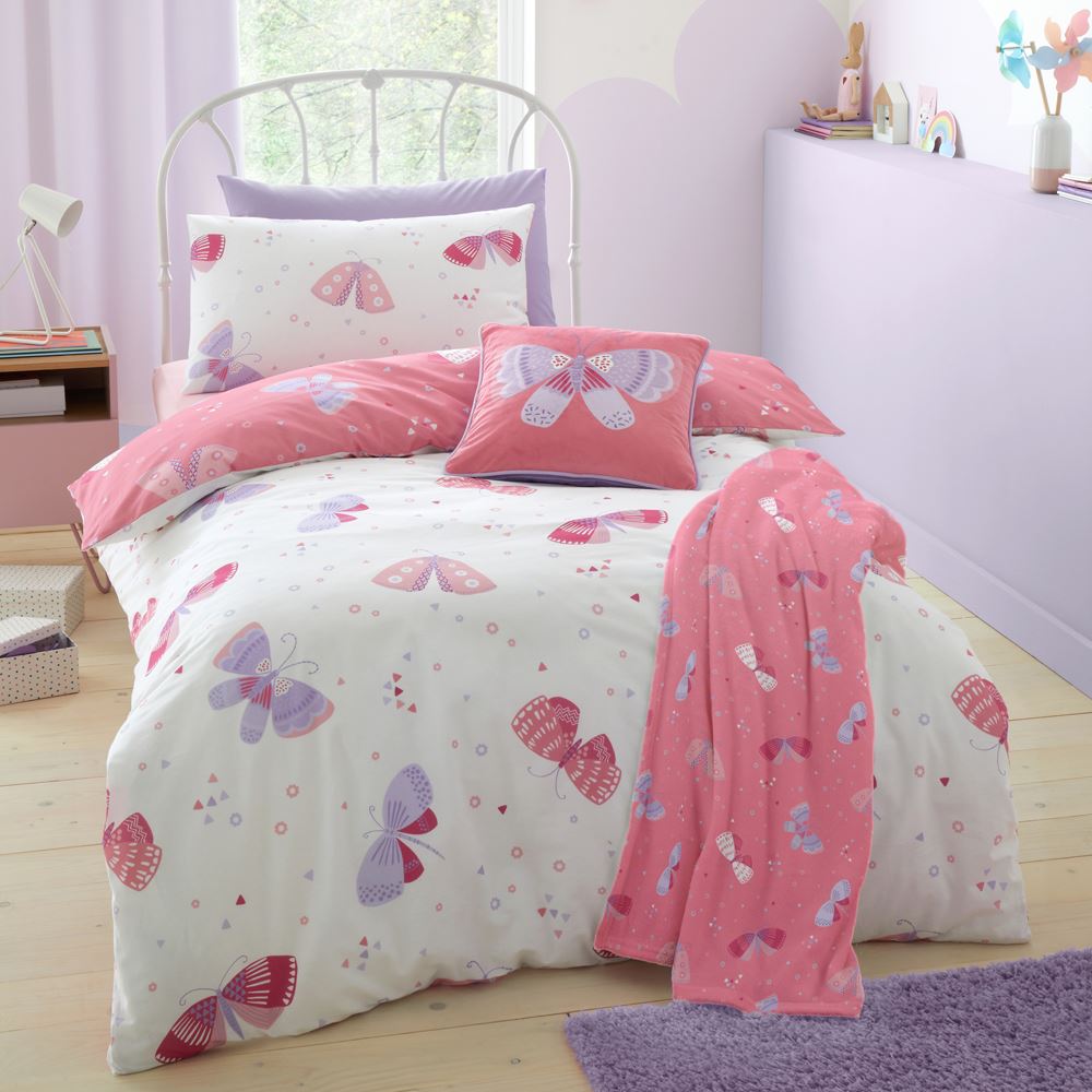 Bedlam Flutterby Butterfly Print 100% Cotton Reversible Duvet Cover Set