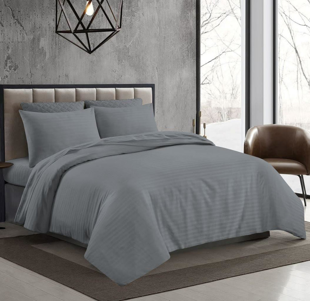 Night Zone Satin Stripe 100% Cotton 250 Thread Count Fitted Sheet