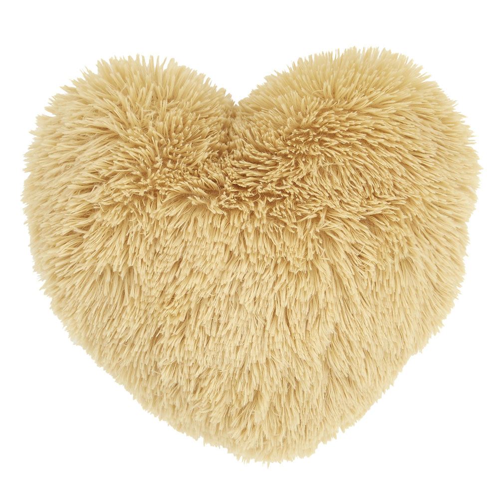 Catherine Lansfield Cuddly Deep Pile Shaggy Faux Fur Fleece 3D Heart Shaped Filled Cushion