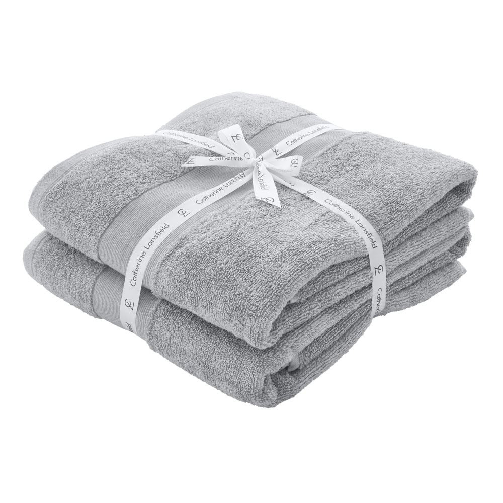 Catherine Lansfield Anti-Bacterial 100% Cotton Bath Sheet, 2 Pack
