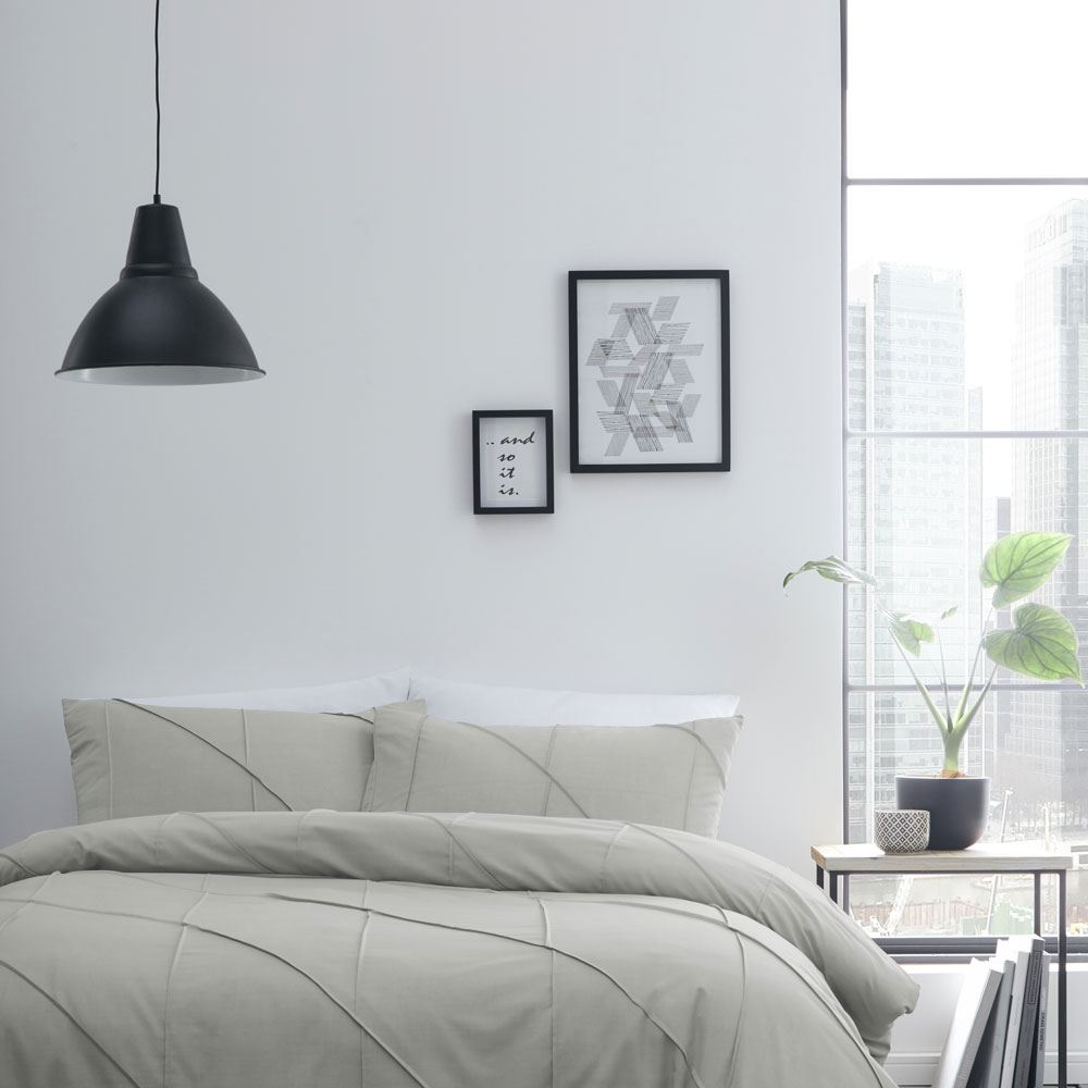 Serene Dart Pleated Rhombus Easy Care Duvet Cover Set