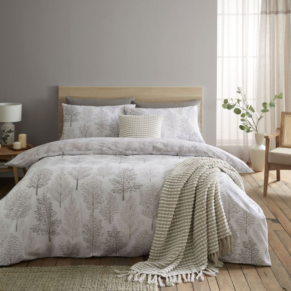 Catherine Lansfield Wilda Tree Print Easy Care Reversible Duvet Cover Set