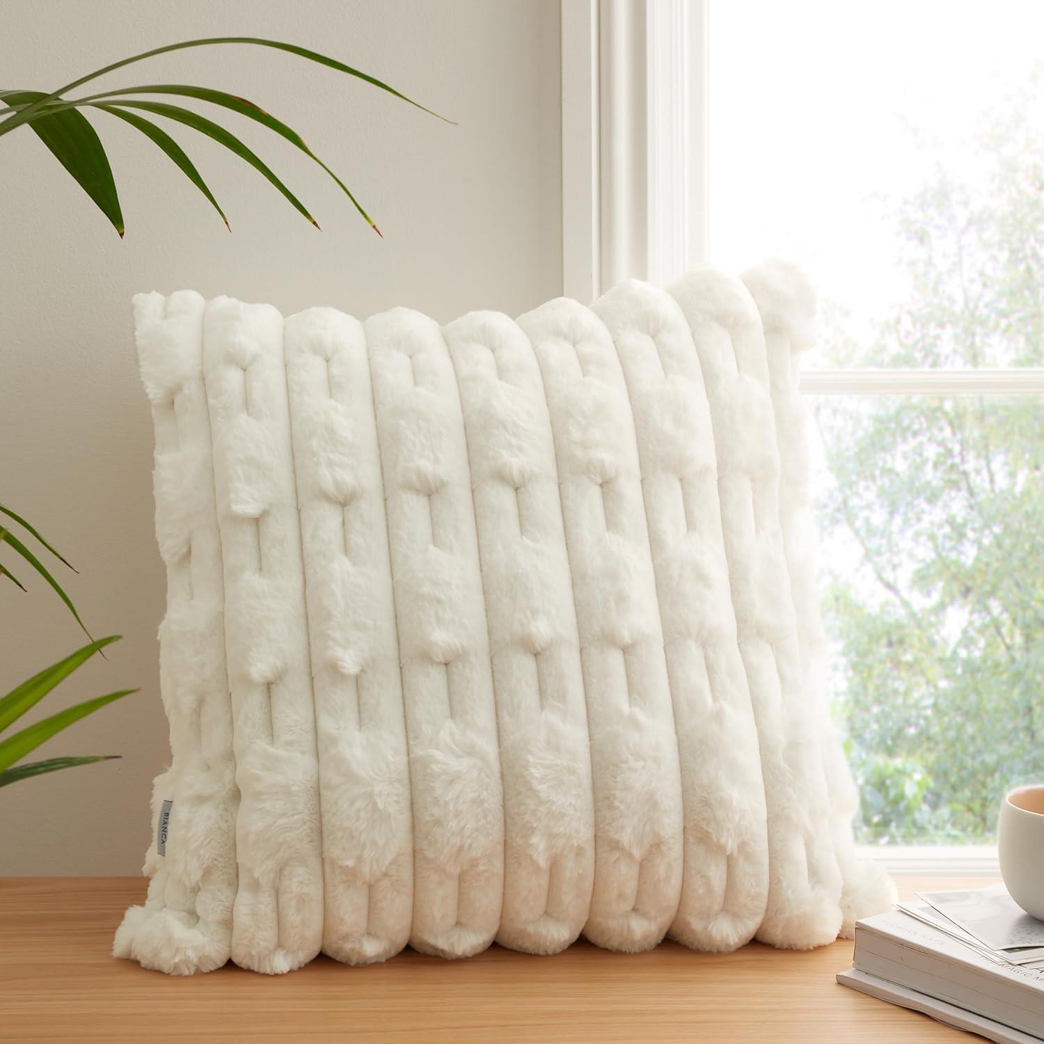 Bianca So Soft Carved Faux Fur Feather Filled Cushion