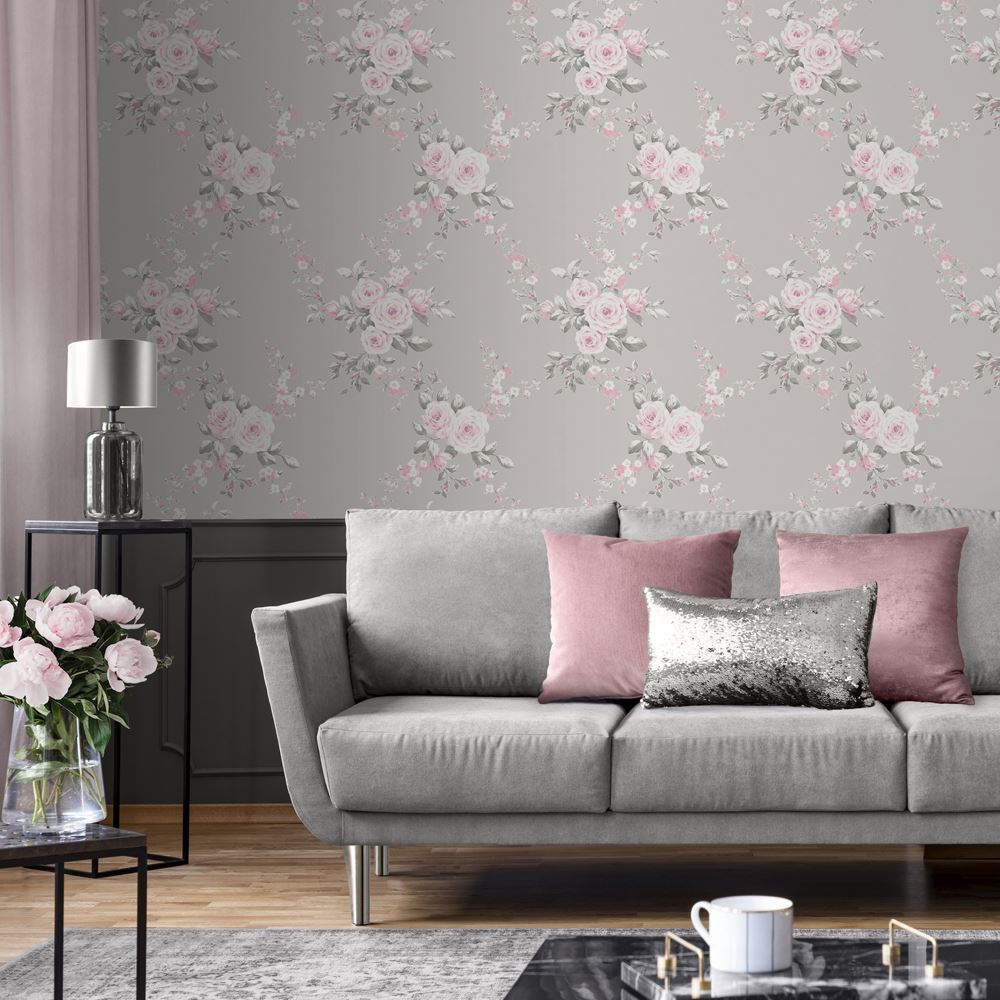 Catherine Lansfield Home Canterbury Floral Wallpaper
