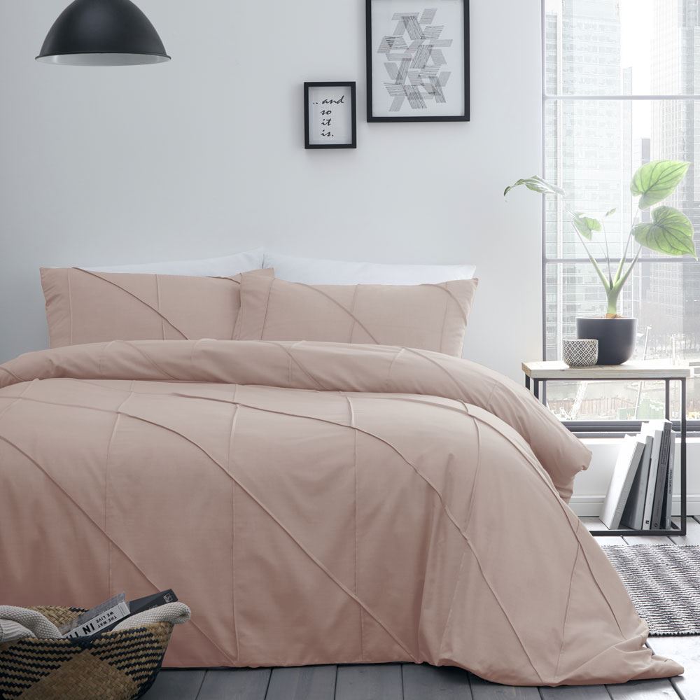 Serene Dart Pleated Rhombus Easy Care Duvet Cover Set