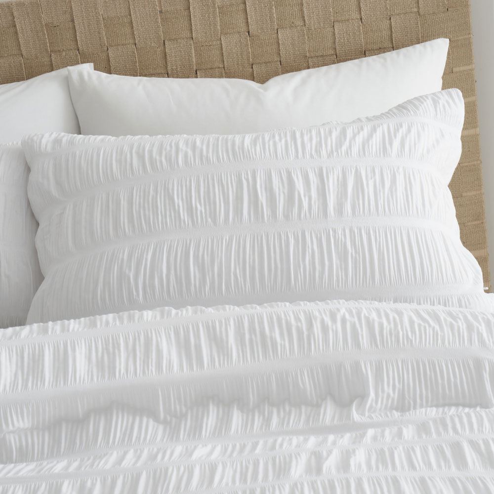 Catherine Lansfield Seersucker Banded Textured Cotton Rich Duvet Cover Set