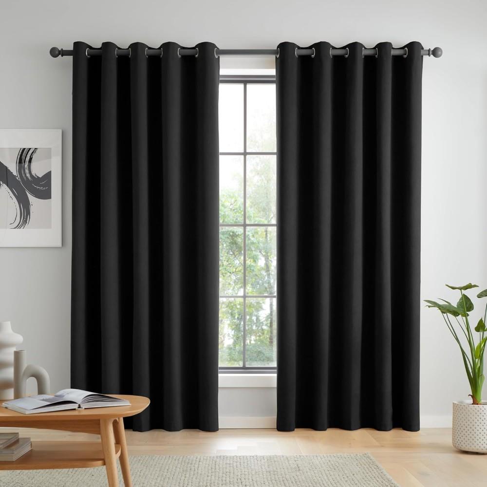 Catherine Lansfield Wilson Velvet Blackout Thermal Eyelet Lined Curtains
