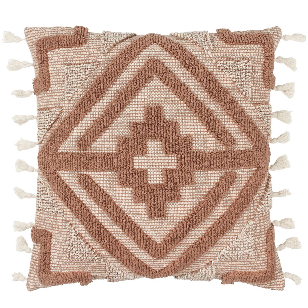 Furn  Kalai Tufted Geometric Cotton Rich Tasselled Cushion Cover
