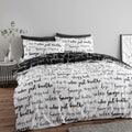 Catherine Lansfield Simplicity Script Reversible Easy Care Duvet Cover Set