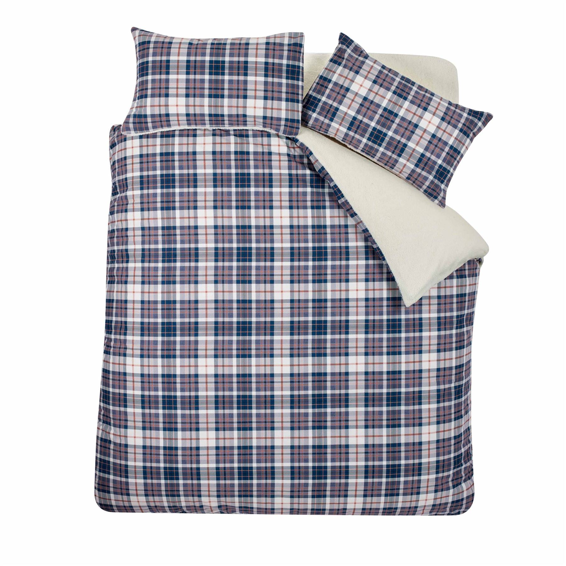 Catherine Lansfield Cosy Sherpa Check Duvet Cover Set
