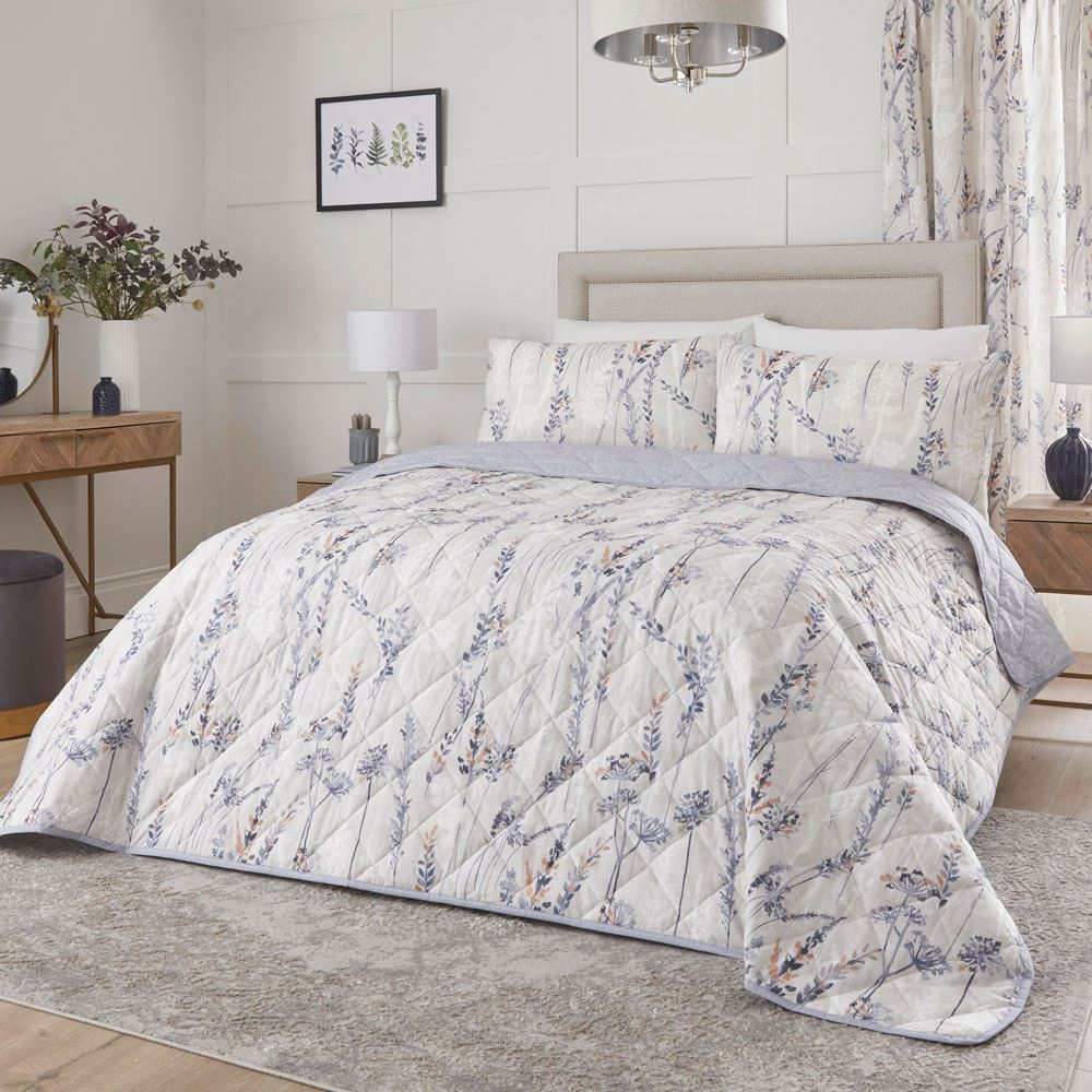 Dreams & Drapes Wild Stems Botanical Print Quilted Bedspread