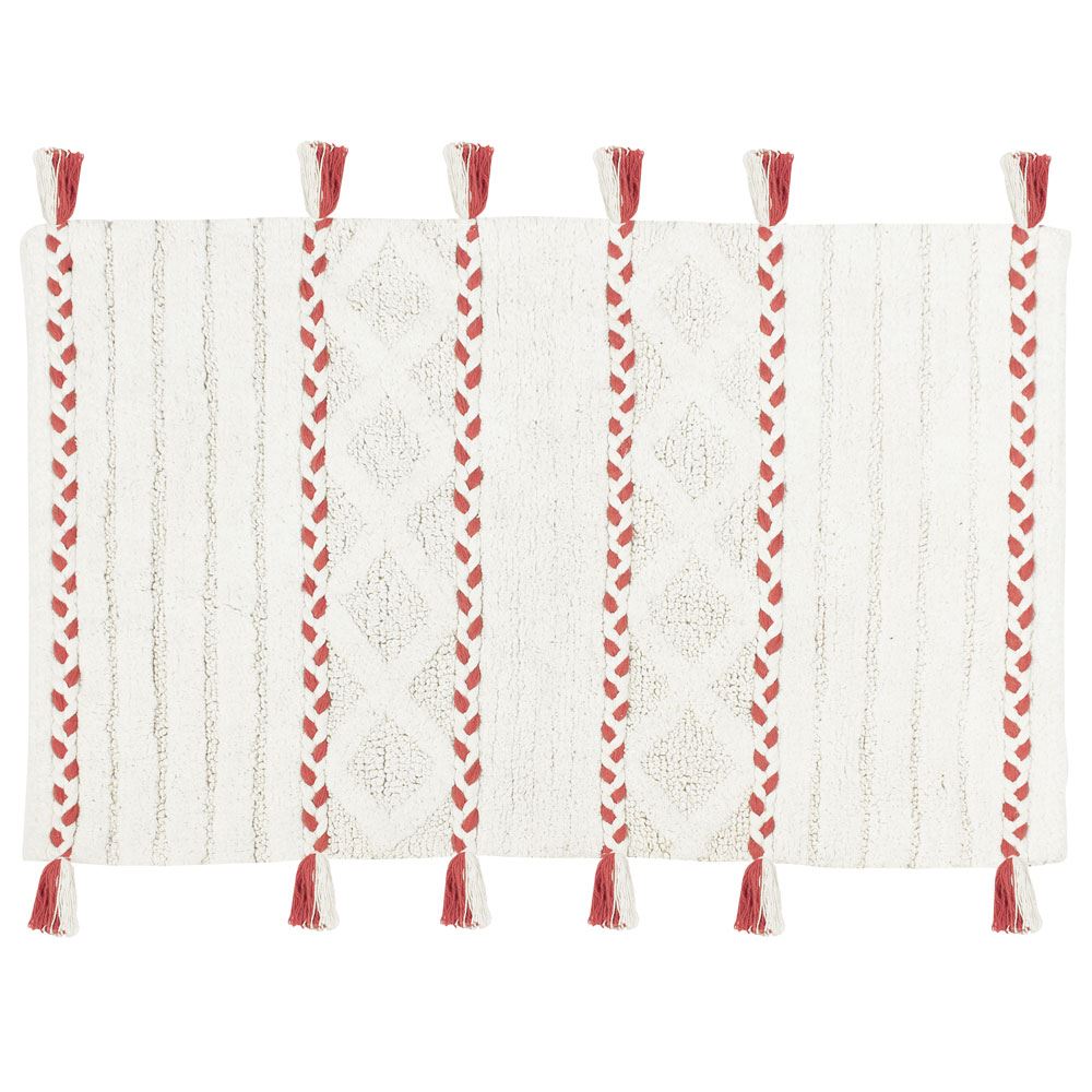 The Linen Yard Tasselled Diamond 100% Cotton Bath Mat