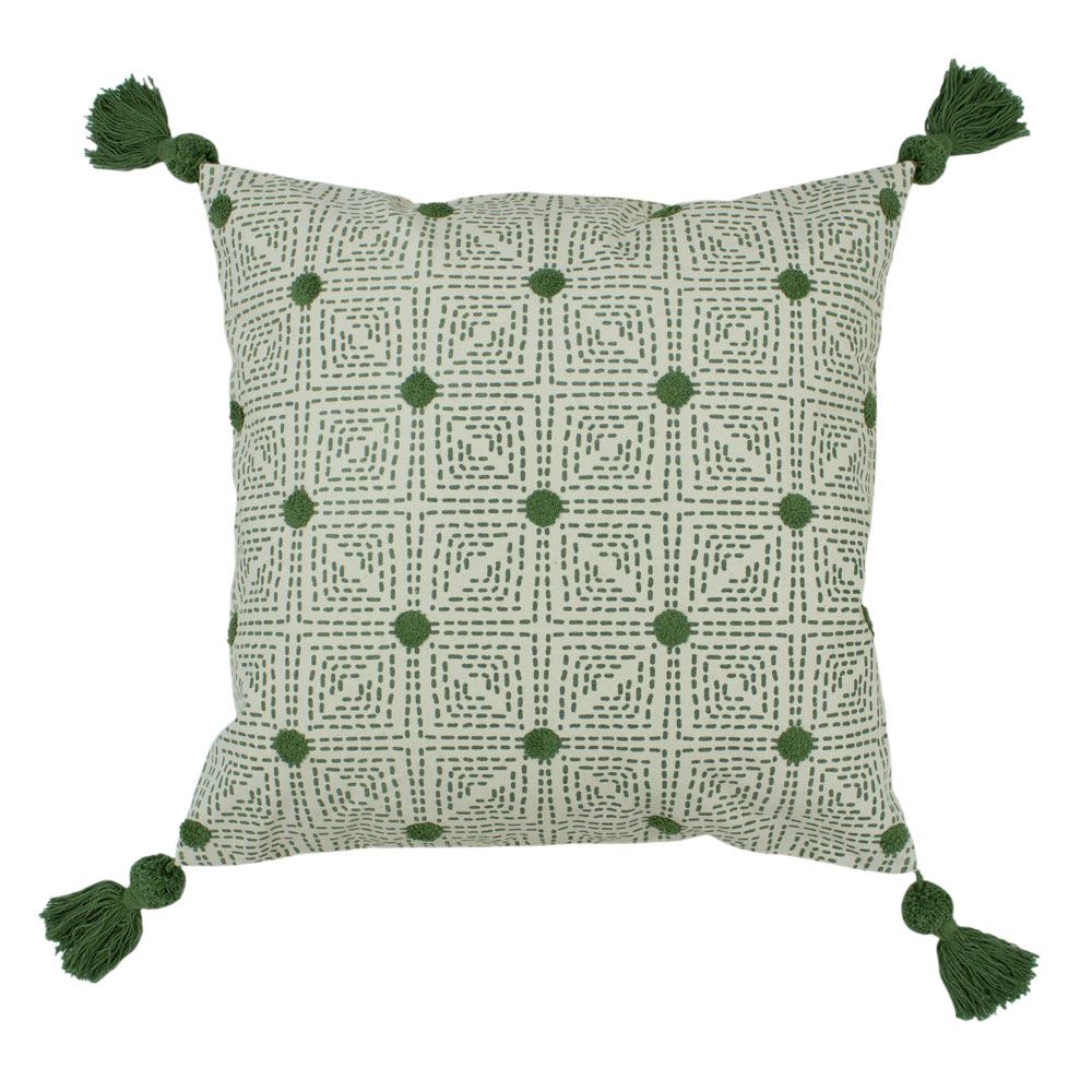 Furn Chia Tufted Geometric Pom Pom Tassel Cushion Cover