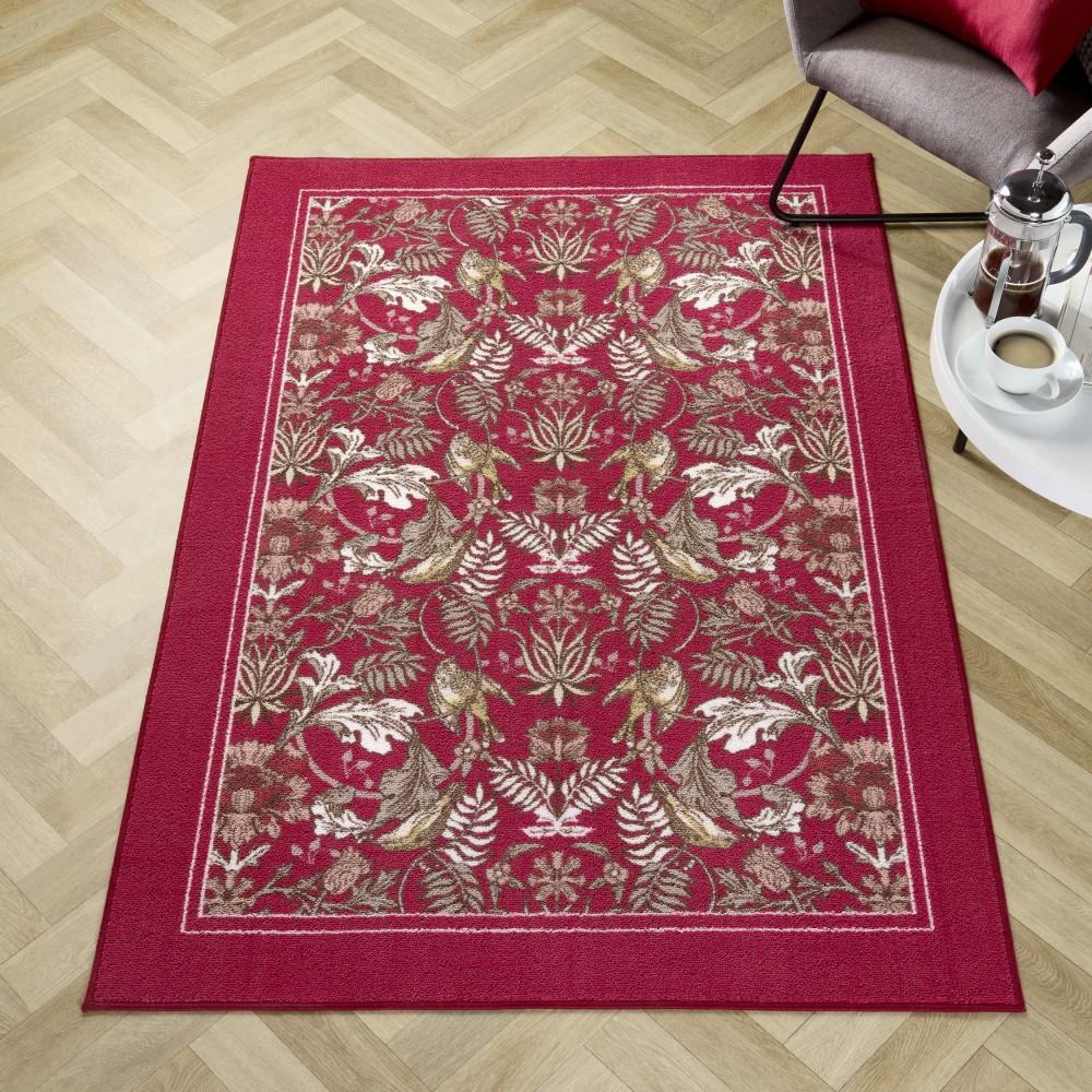 Dreams & Drapes Design Finch & Flower Bohemian Damask Woven Non-Slip Rug