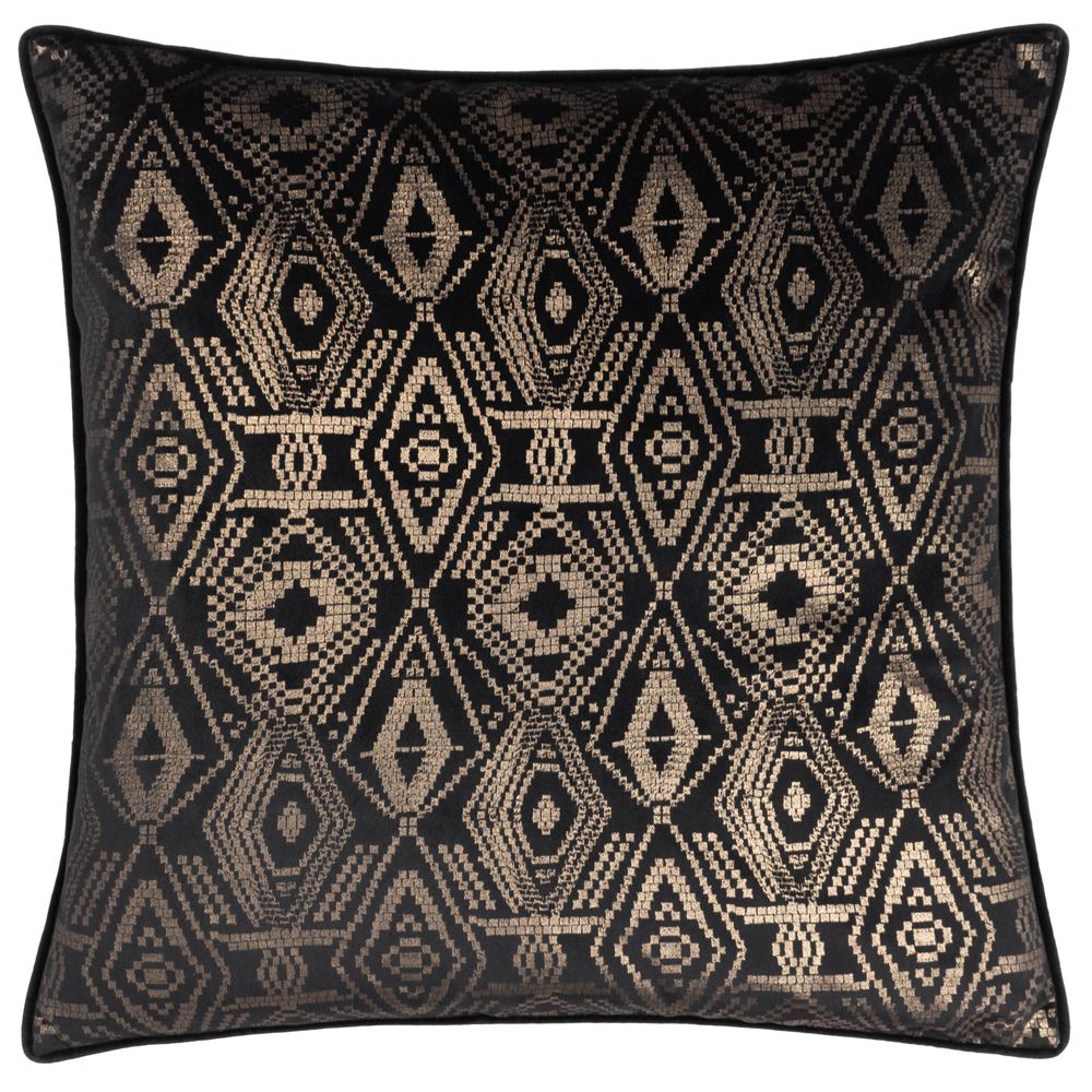 Paoletti Tayanna Foil Print Piped Edge Cushion Cover