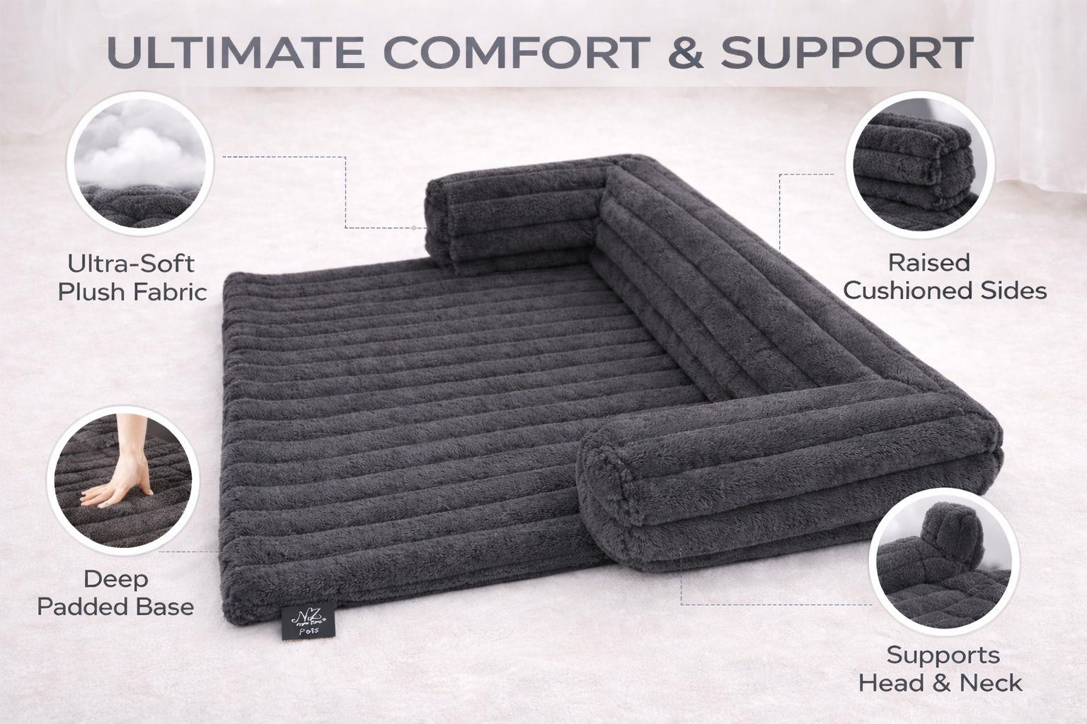 Night Zone Super Soft Plush Cord Sofa Pet Bed