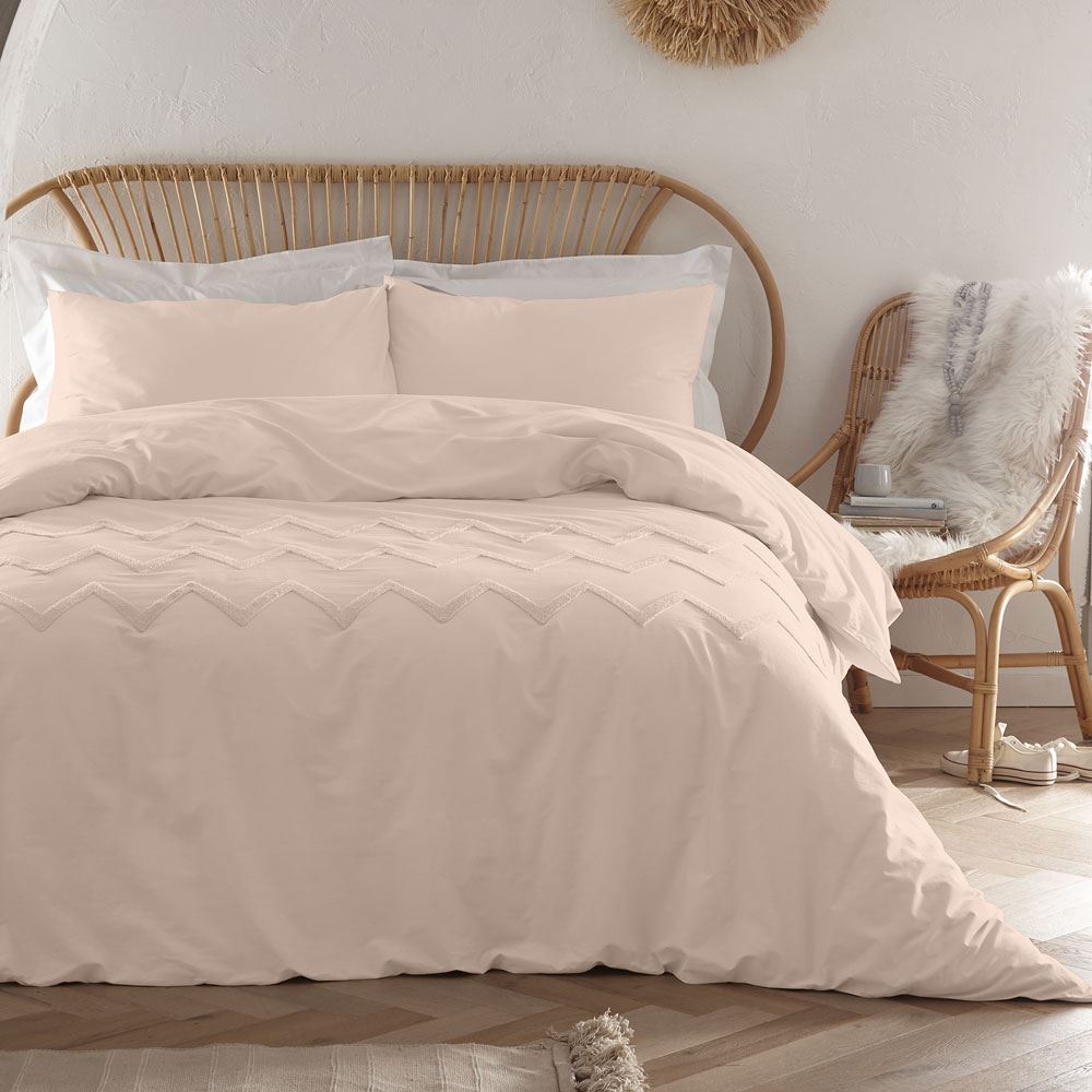 Appletree Boutique Chevron Tuft Embellished 100% Cotton Duvet Cover Set