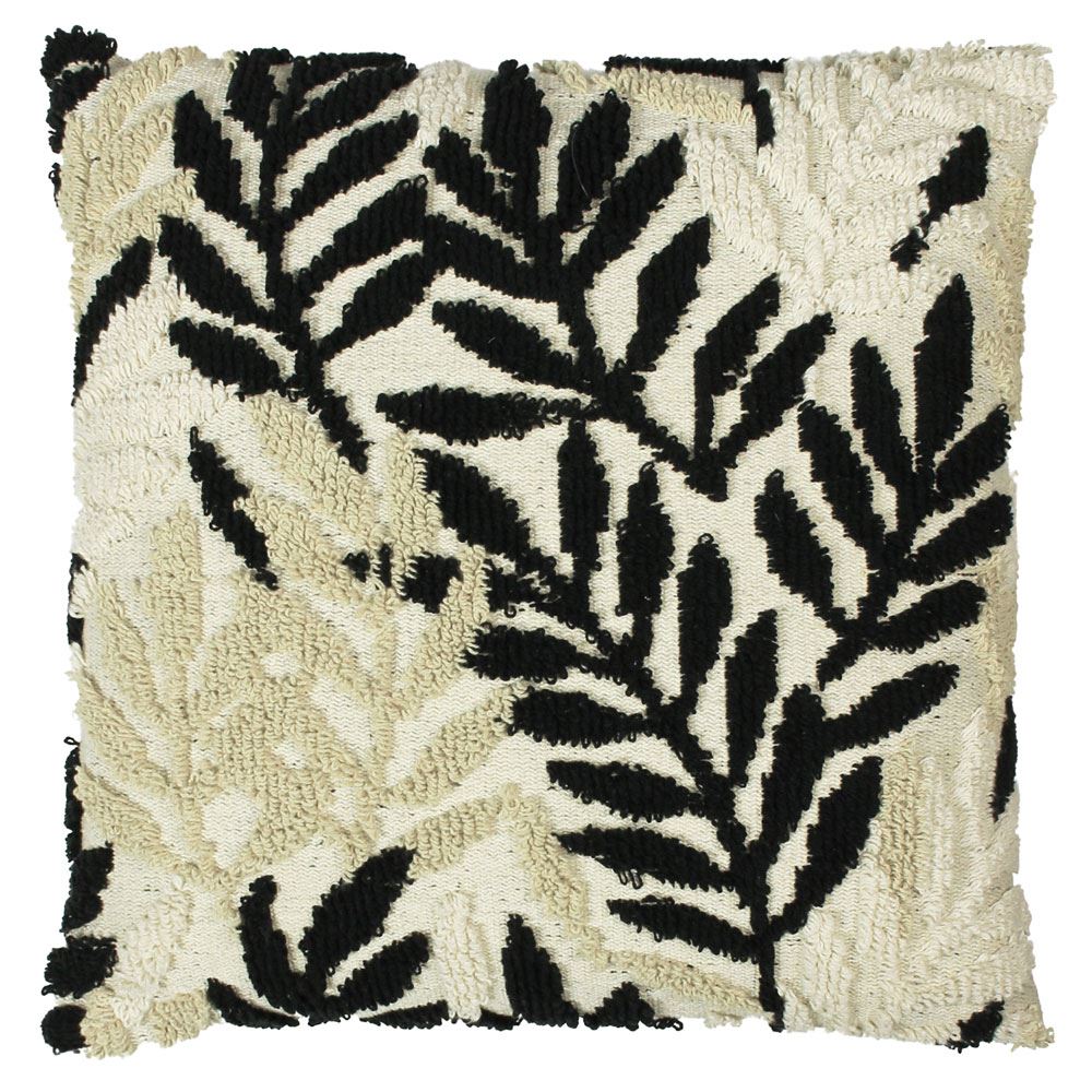 Furn Caliko Tufted Leaf 100% Cotton Cushion Cover