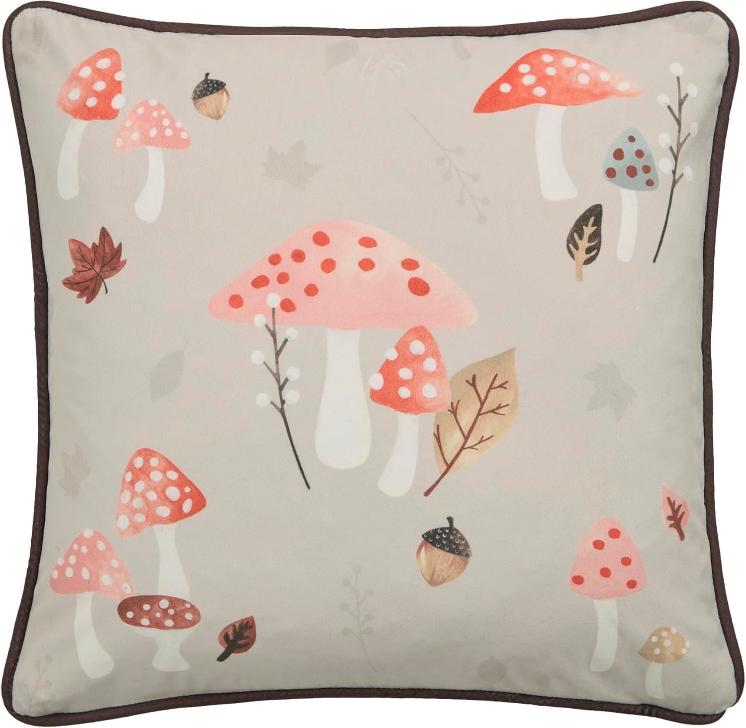 Fusion Woodland Dreams Autumnal Print Velvet Piped Edge Cushion Cover