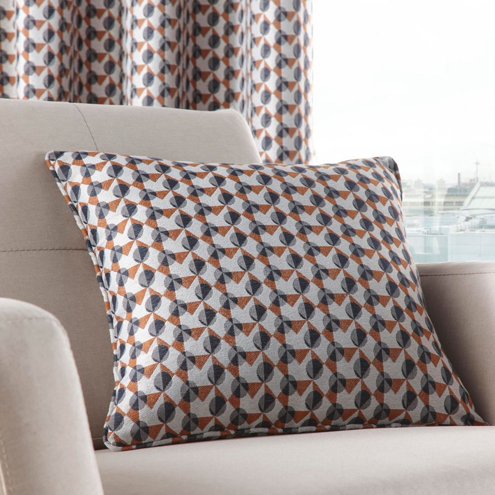 Fusion Prado Geometric Woven Jacquard Piped Edge Filled Cushion